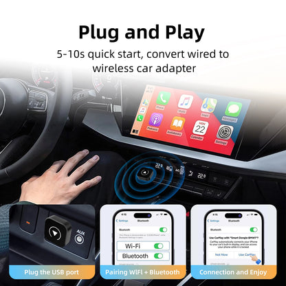 Wireless CarPlay and Android Auto Adapter for Factory Wired Vehicles - 2-in-1 Solution