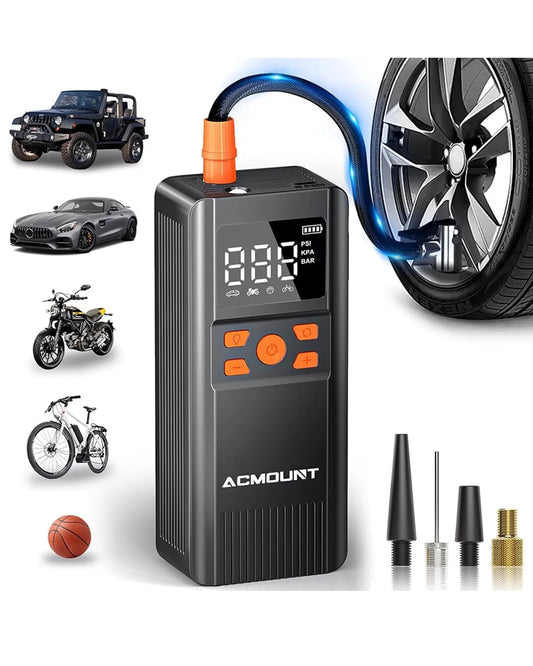 Cordless Tire Inflator and Air Compressor - 150 PSI Portable Electric Pump with Pressure Gauge for Cars, Motorcycles, Bicycles, and Sports Balls